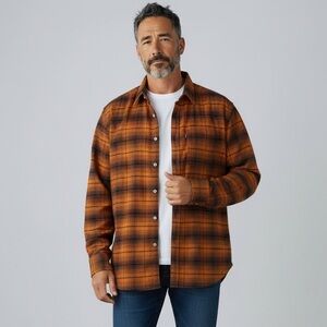 Levi’s Men’s Plaid Flannel Button Down Shirt Rust Navy Size S